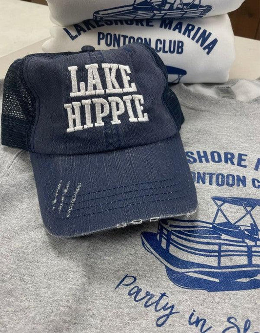 Lake Hippie Embroidered Trucker Hat - Leo’s Look Your Best 