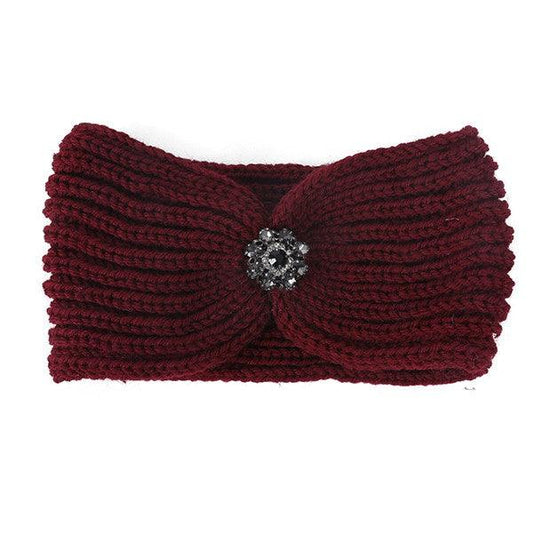 RHINESTONE PENDANT RIBBED WINTER HEADBAND - Leo’s Look Your Best