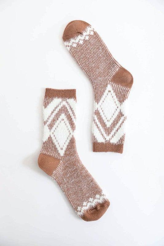 Faux Mohair Diamond Pattern Socks - Leo’s Look Your Best