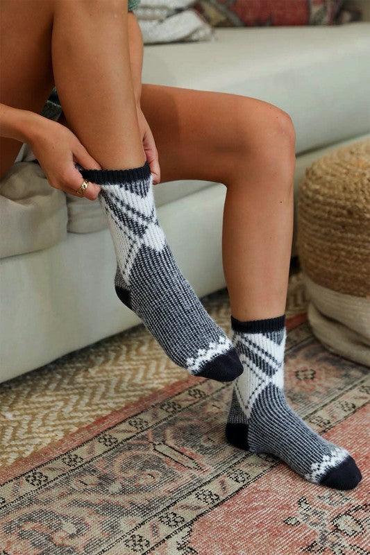 Faux Mohair Diamond Pattern Socks - Leo’s Look Your Best
