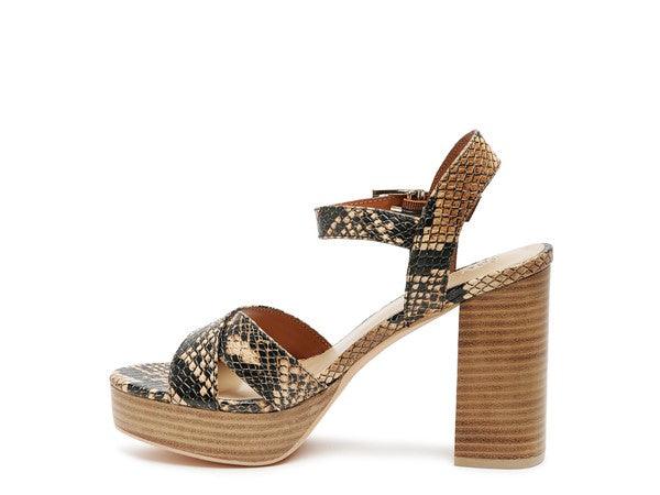 RAG&CO CHYPRE HIGH HEELED BLOCK SANDAL IN TAN - Leo’s Look Your Best