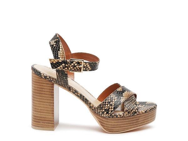 RAG&CO CHYPRE HIGH HEELED BLOCK SANDAL IN TAN - Leo’s Look Your Best