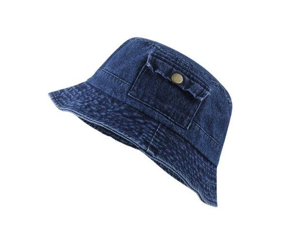 Pocket Accent Denim Bucket Hat - Leo’s Look Your Best