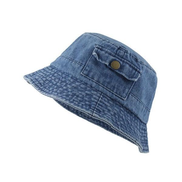 Pocket Accent Denim Bucket Hat - Leo’s Look Your Best