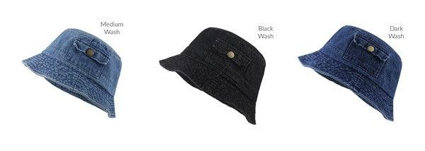 Pocket Accent Denim Bucket Hat - Leo’s Look Your Best