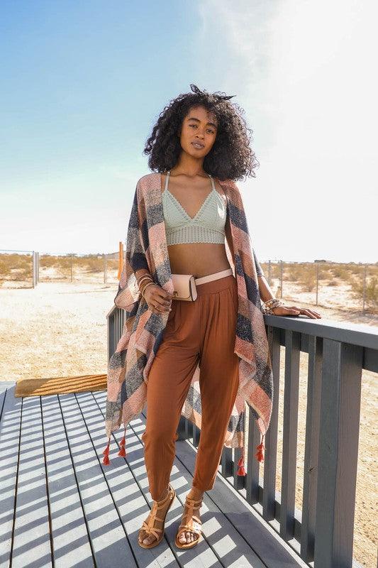 Multi Buffalo Checkered Kimono - Leo’s Look Your Best