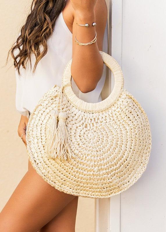 Straw Tassel O-Ring Tote - Leo’s Look Your Best
