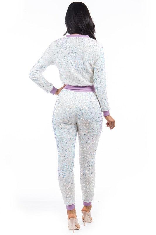 SEQUIN TWO PIECE PANT SET - Leo’s Look Your Best