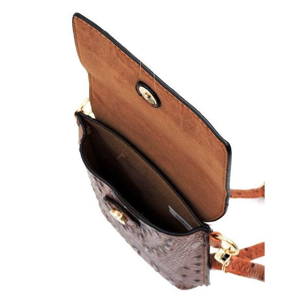 Ostrich Croc Crossbody Cell Phone Case - Leo’s Look Your Best