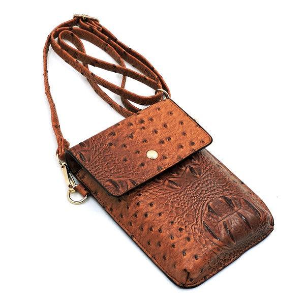 Ostrich Croc Crossbody Cell Phone Case - Leo’s Look Your Best