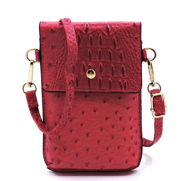Ostrich Croc Crossbody Cell Phone Case - Leo’s Look Your Best