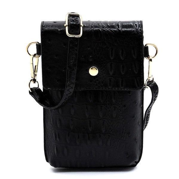 Ostrich Croc Crossbody Cell Phone Case - Leo’s Look Your Best