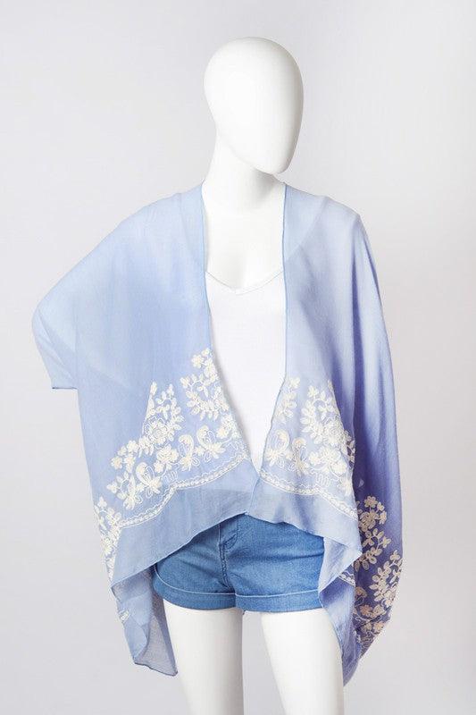 Floral Embroidered Stitch Kimono - Leo’s Look Your Best