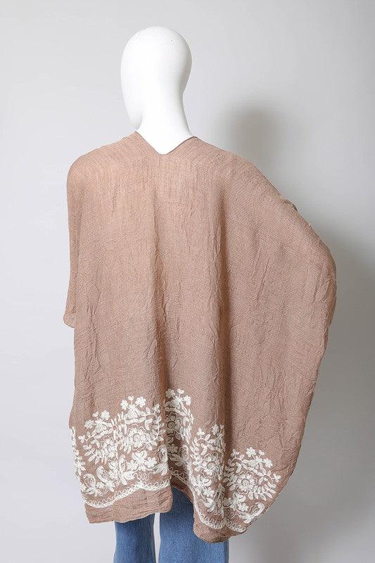 Floral Embroidered Stitch Kimono - Leo’s Look Your Best