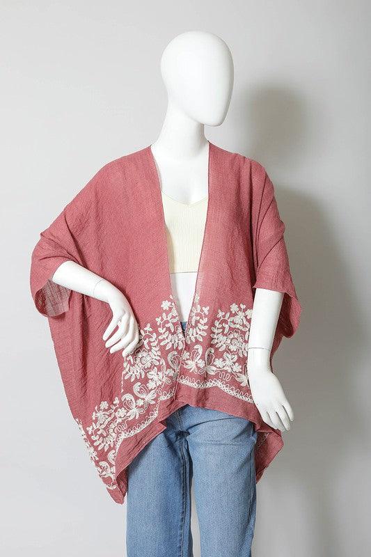 Floral Embroidered Stitch Kimono - Leo’s Look Your Best