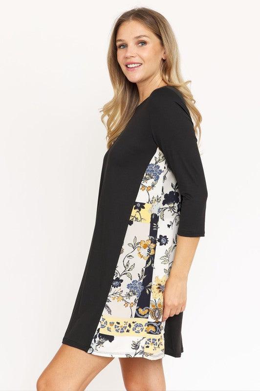Side Contrast A Line Tunic Dress - Leo’s Look Your Best