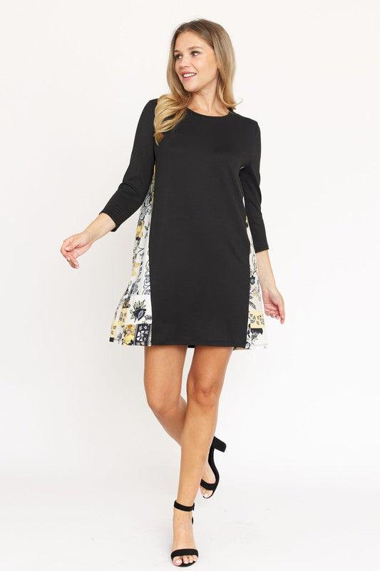 Side Contrast A Line Tunic Dress - Leo’s Look Your Best