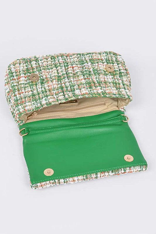 Quilted Tweed Chunky Chain Shoulder Bag - Leo’s Look Your Best