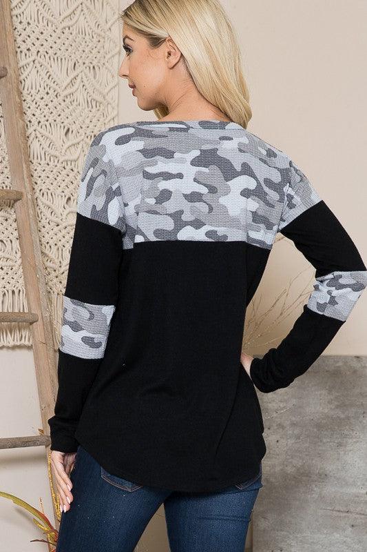 Camouflage Contrast Sweater Knit - Leo’s Look Your Best