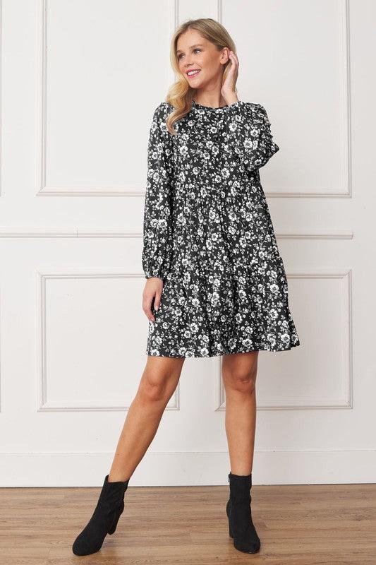 Floral Crew Neck Midi Dress - Leo’s Look Your Best