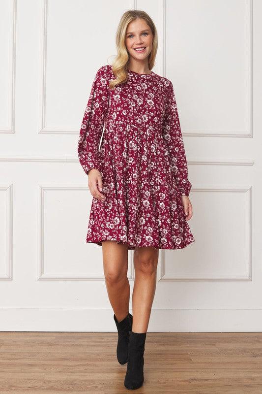 Floral Crew Neck Midi Dress - Leo’s Look Your Best
