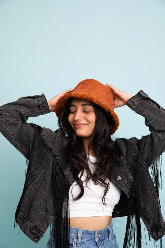 Teddy Suede Combo Reversible Bucket Hat - Leo’s Look Your Best