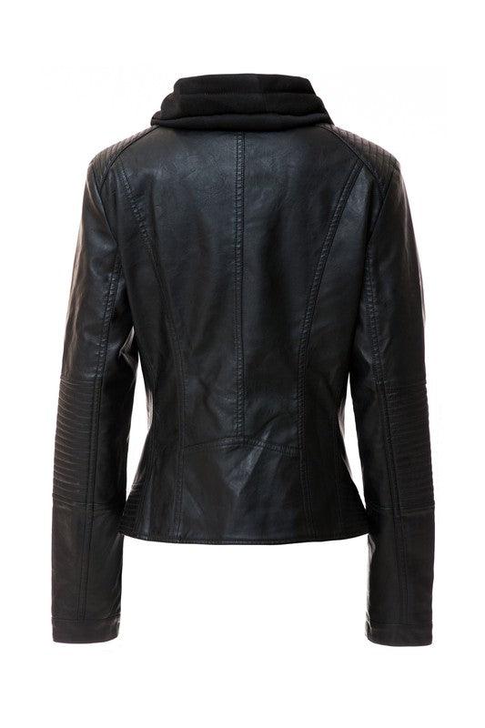 Women's Hood PU Leather Jacket - Leo’s Look Your Best