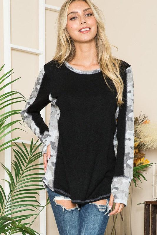 Leopard Print Contrast Thumbhole Knit - Leo’s Look Your Best