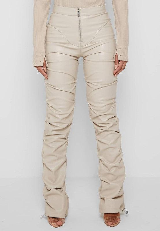 PU Leather Pants in White - Leo’s Look Your Best