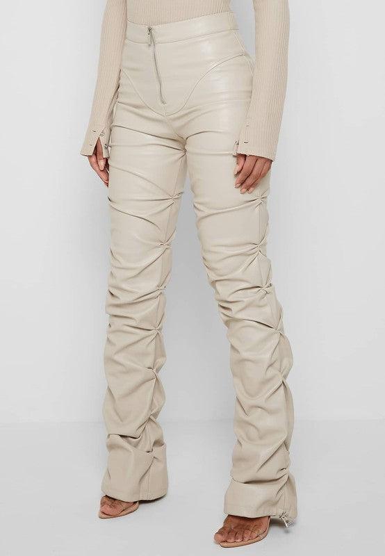 PU Leather Pants in White - Leo’s Look Your Best