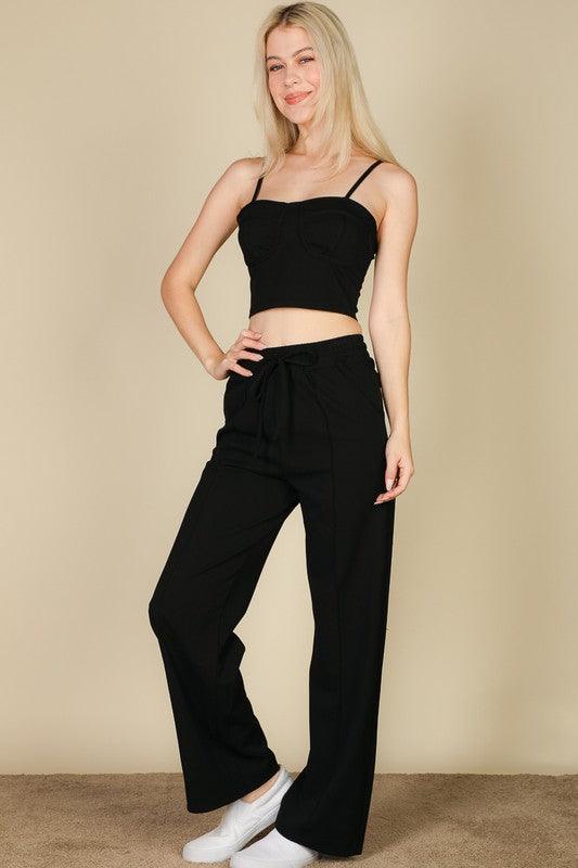 Bustier Cami Top & Slant Straight Pants - Leo’s Look Your Best