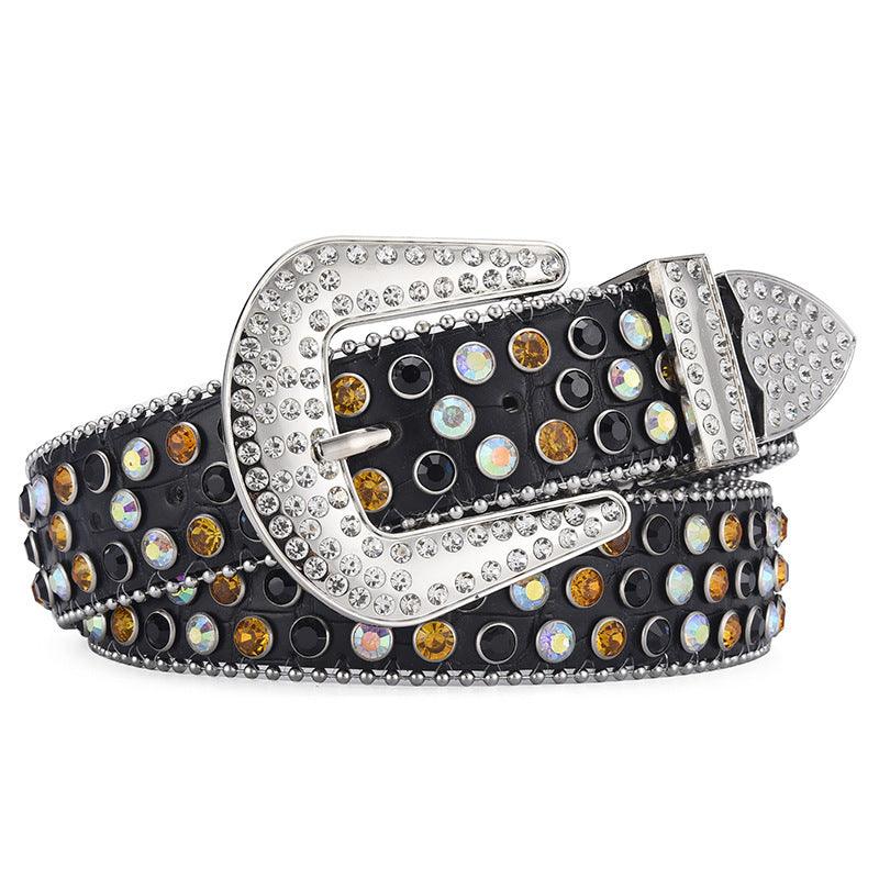 Men Women Alloy Belt Punk Rock Rivet Rhinestone - Leo’s Look Your Best 