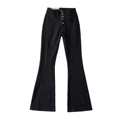 Breasted Bell-bottom Pants Women's Street Stitching