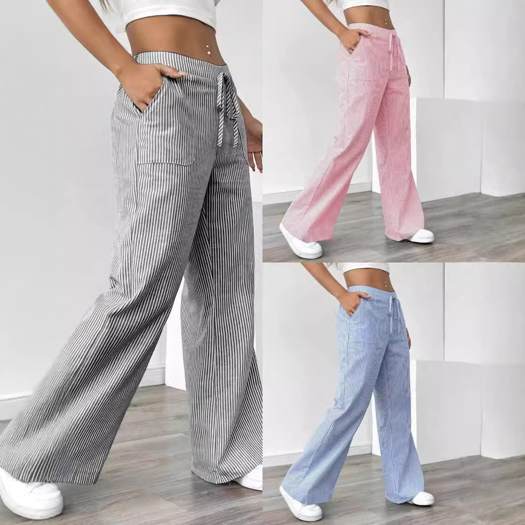 New Striped Trousers Casual Versatile Loose Wide Leg