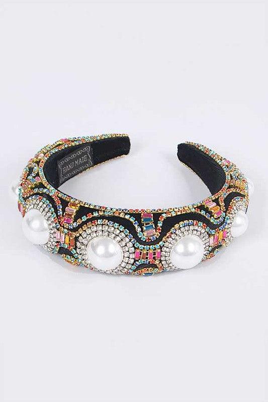 Pearl Accent Iconic Full Stone Headband - Leo’s Look Your Best