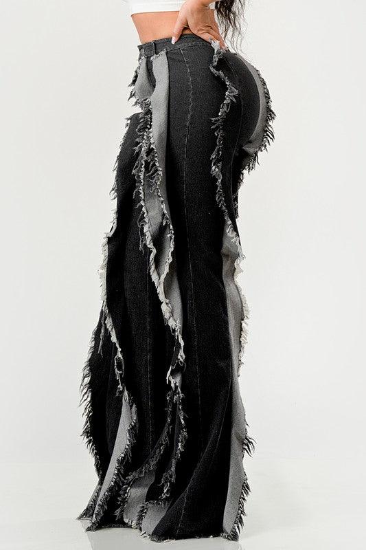 Distressed Denim Frill Jeans - Leo’s Look Your Best