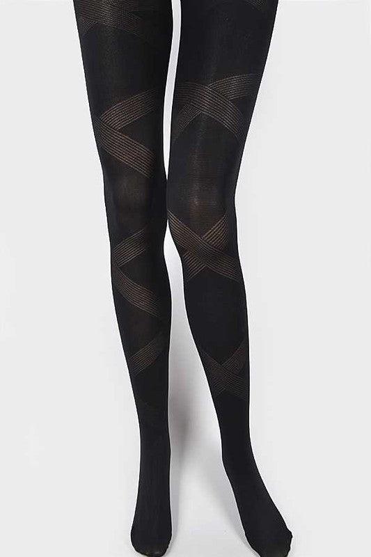 Ribbon Wrapped Opaque Premium Tights - Leo’s Look Your Best