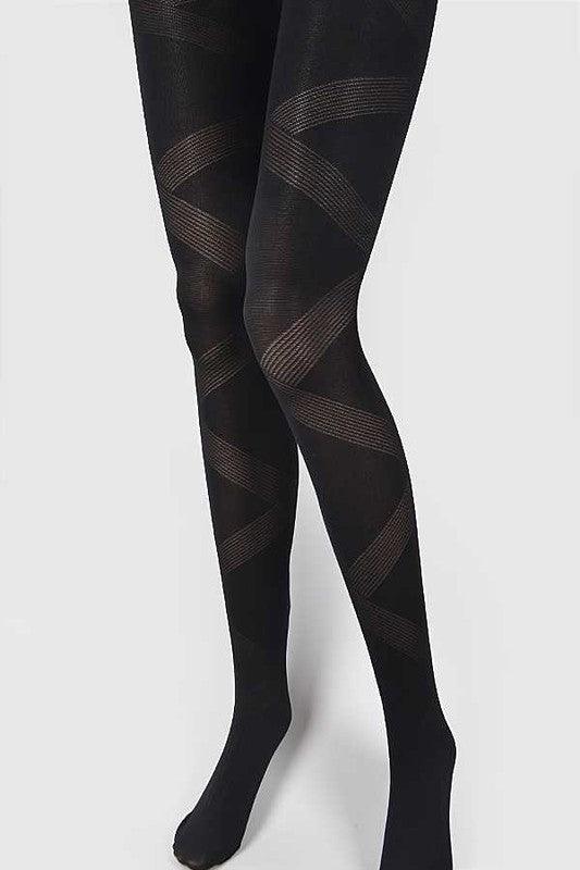 Ribbon Wrapped Opaque Premium Tights - Leo’s Look Your Best
