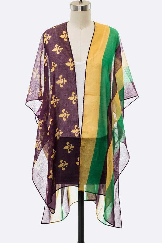 Colorful scarf with floral pattern on a mannequin against a white background