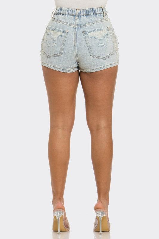 Rebel Spirit Distressed Denim Shorts - Leo’s Look Your Best