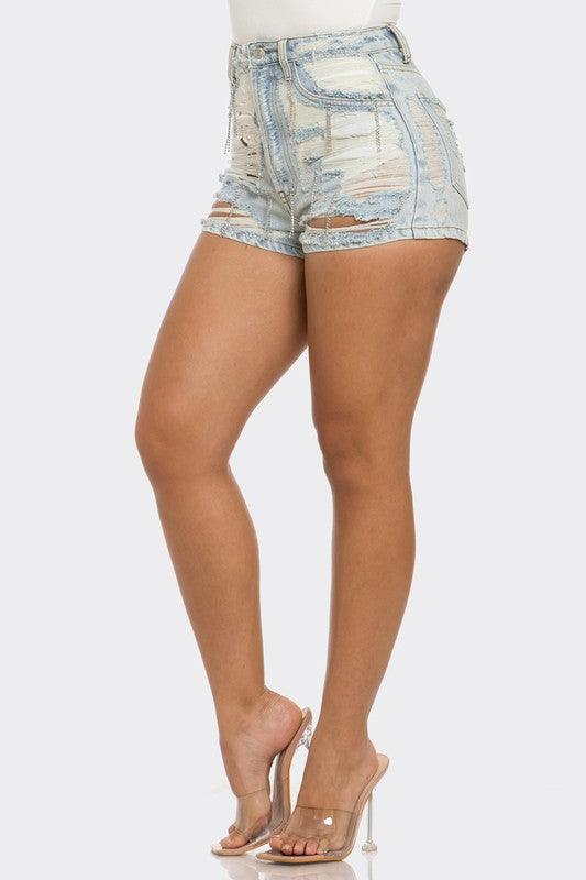 Rebel Spirit Distressed Denim Shorts - Leo’s Look Your Best