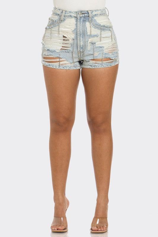 Rebel Spirit Distressed Denim Shorts - Leo’s Look Your Best