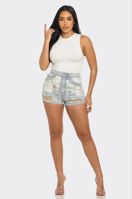 Rebel Spirit Distressed Denim Shorts - Leo’s Look Your Best