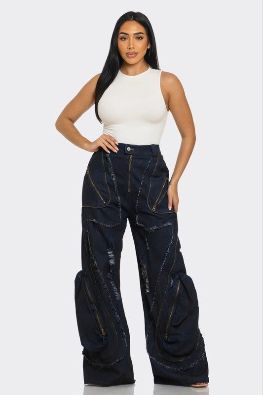 Urban Nomad Distressed Cargo Jeans - Leo’s Look Your Best 