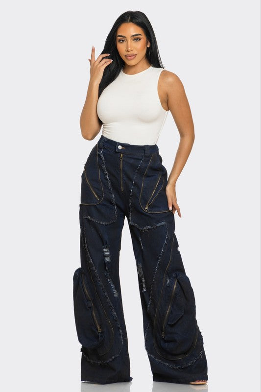 Urban Nomad Distressed Cargo Jeans - Leo’s Look Your Best 