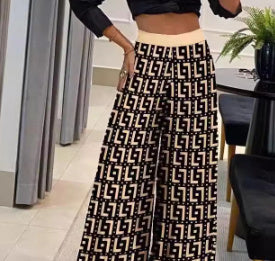 Autumn Printed Wide-leg Pants