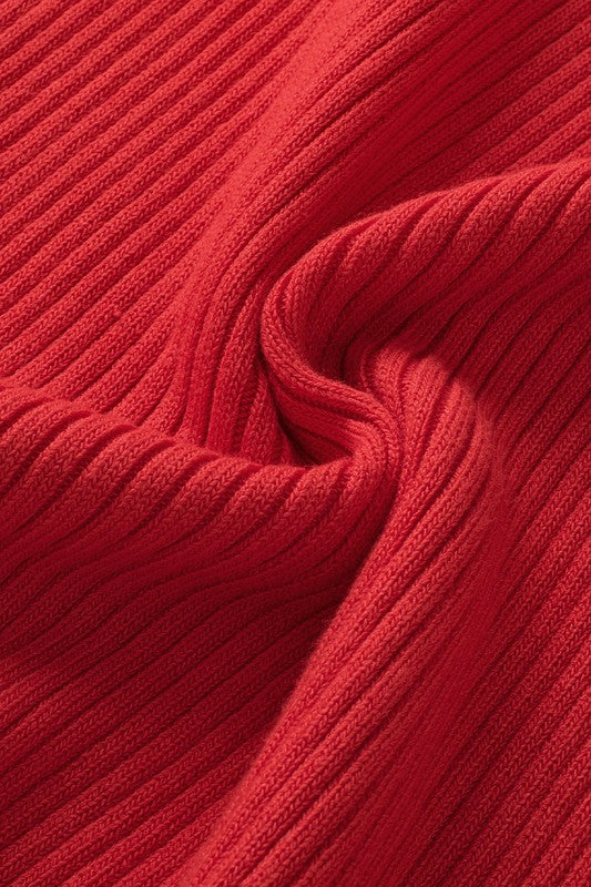 Close-up of red ribbed fabric texture