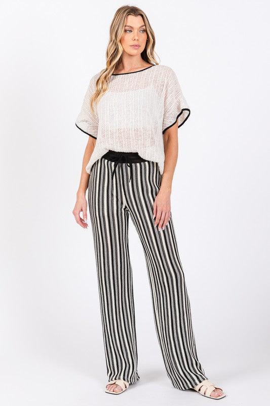 See-Through Stripe Knit Pants - Leo’s Look Your Best