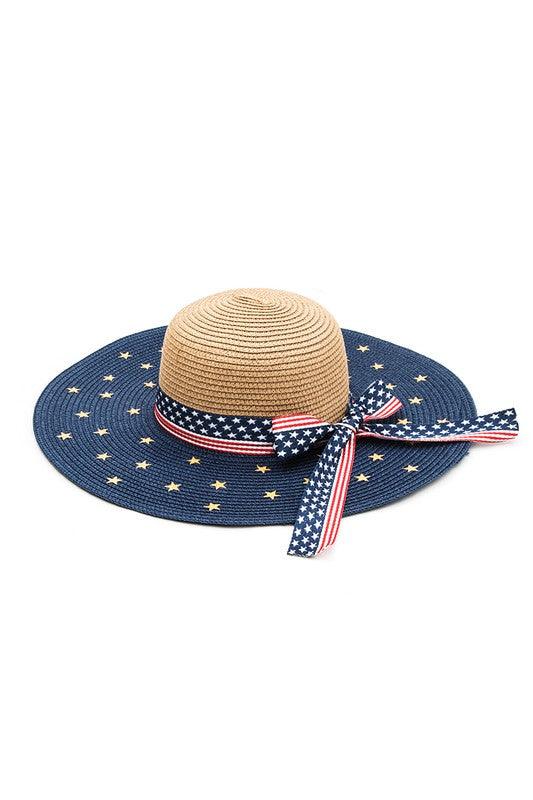 American Flag Printed Straw Floppy Hat - Leo’s Look Your Best 