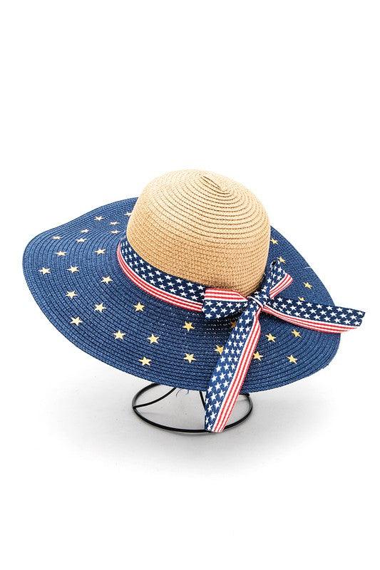 American Flag Printed Straw Floppy Hat - Leo’s Look Your Best 